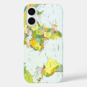Coques iPhone 16 Carte du monde Atlas Poster Politique : Décoration