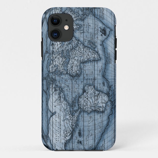 Coques Case-Mate iPhone Carte du Vieux Monde en bleu (Dos)