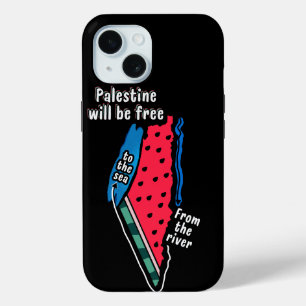 Coque Pour iPhone 15 carte graphique de la pastèque palestine colorée
