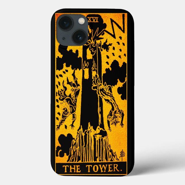 Coques Case-Mate iPhone Carte Tower Tarot | Or Et Noir | (Verso)