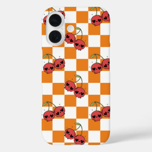 Coques iPhone 16 Carton de contrôle crâne cerise - Vibes goth migno