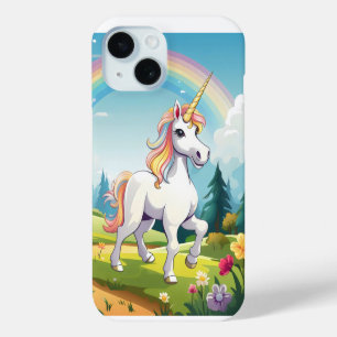 Coque Pour iPhone 15 Carton de la licorne mignonne