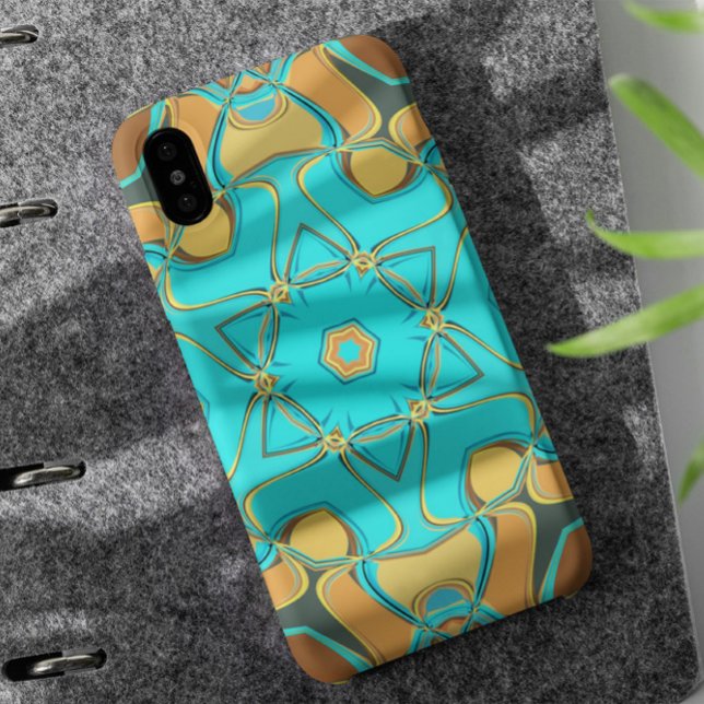 Coques Case-Mate iPhone Carton Mandala Flower Blue et orange (Créateur téléchargé)