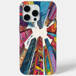 Coque iPhone 15 Pro Max Cartoon Style Buildings iPhone Case