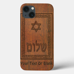 iPhone 13 Case Carved Wood Shalom