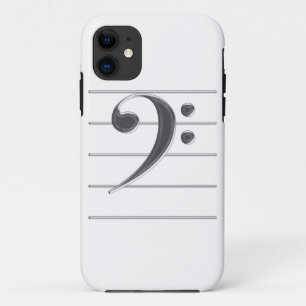 Coque iPhone 11 Cas argenté de l'iPhone 5 de musique de clef bass
