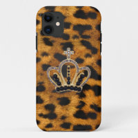 Cas de l'iPhone 5 de princesse Crown Leopard Fur