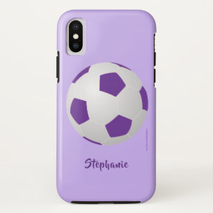 Coque Case-Mate Pour iPhone cas de l'iPhone X, ballon de football, pourpre,