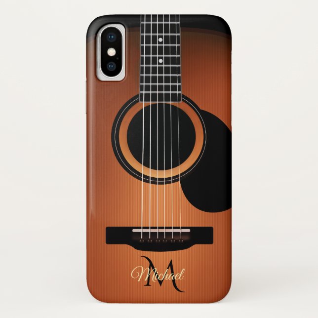 Coques Case-Mate iPhone Cas de l'iPhone X de monogramme de guitare (Dos)