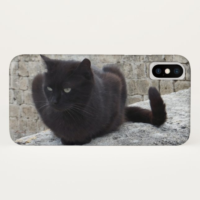 Coques Case-Mate iPhone Cas de téléphone de chat noir (Dos (Horizontal))