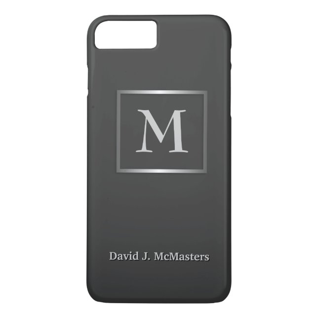 Coques Case-Mate iPhone Cas exécutif de monogramme gris du Gunmetal des (Dos)