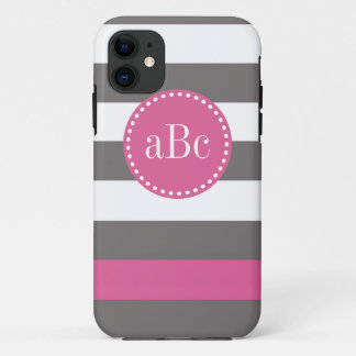 Case-Mate iPhone Case Cas gris-foncé et rose de monogramme