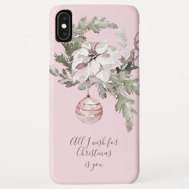 Coques Case-Mate iPhone Cas maximum floral de l'iPhone XS de Noël rose (Dos)