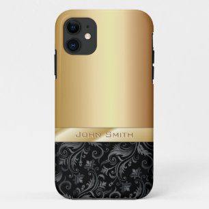 Coques Pour iPhone Cas métallique de l'iPhone 5 d'or floral foncé d