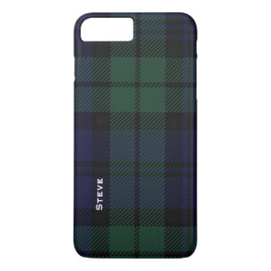 Coque iPhone 8 Plus/7 Plus Cas plus de l'iPhone 7 noirs de plaid de tartan de