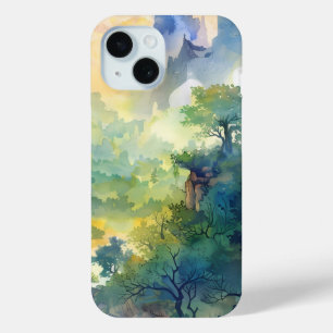 Coque Pour iPhone 15 Case téléphonique Sunlit Forest Valley