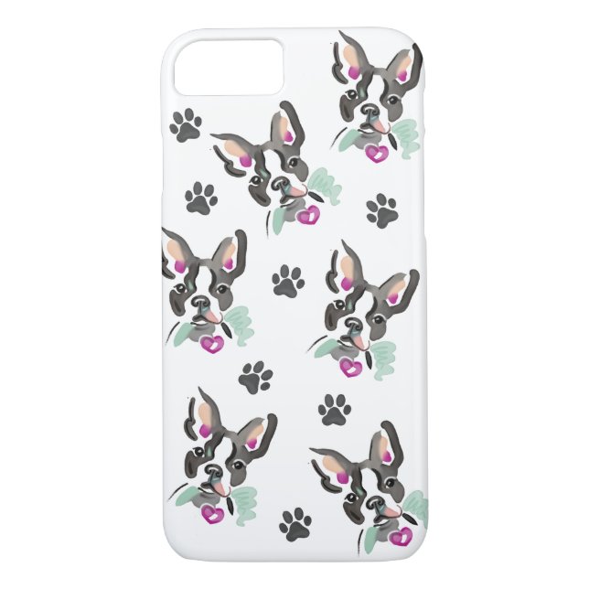 Coques Case-Mate iPhone Casse téléphonique avec l'aquarelle Boston Terrier (Dos)