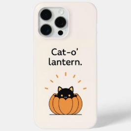 Coque iPhone 15 Pro Max Cat-o’ Lanterne noir Chat Citrouille Téléphone