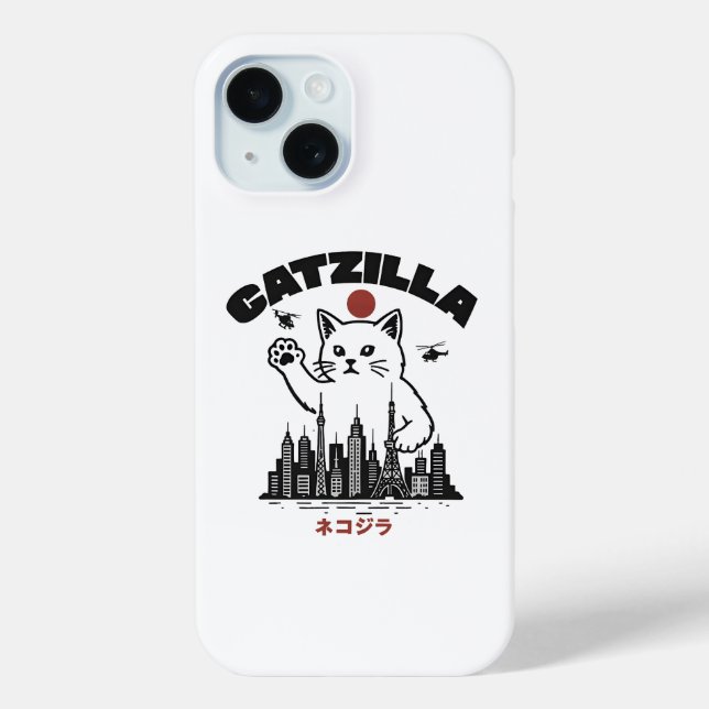 Coques Case-Mate iPhone Catzilla - Drôle Chat Godzilla Parodie (Verso)