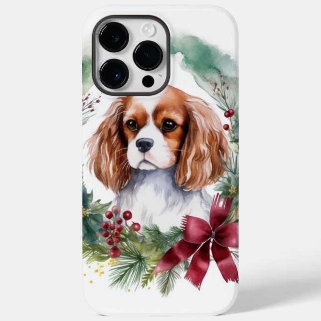 Coques Case-Mate iPhone Cavalier King Christmas Wreath Festive Pup (Verso)