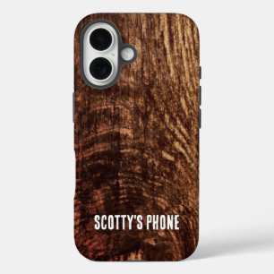 Coques iPhone 16 Cèdre   motif de bois rustique