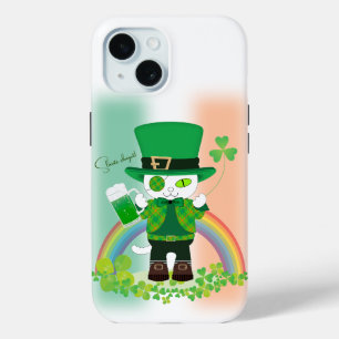 Coque Pour iPhone 15 Célébrez la Saint Patrick avec un chat chanceux
