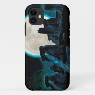 Coque iPhone 11 Celtic Stonehenge, Moon & Stars Astronomy Royaume-