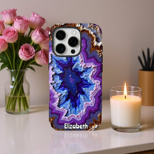 Coques iPhone 16 Pro Centre de tranches d'agate violet concentré