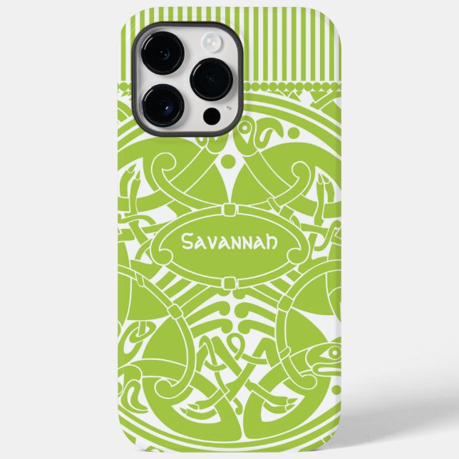 Coques Case-Mate iPhone Cercle d'oiseaux celtiques Lime Personnalisé iPhon (Verso)
