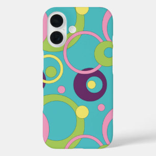 Coques iPhone 16 Cercles bleus funky Coque-Mate
