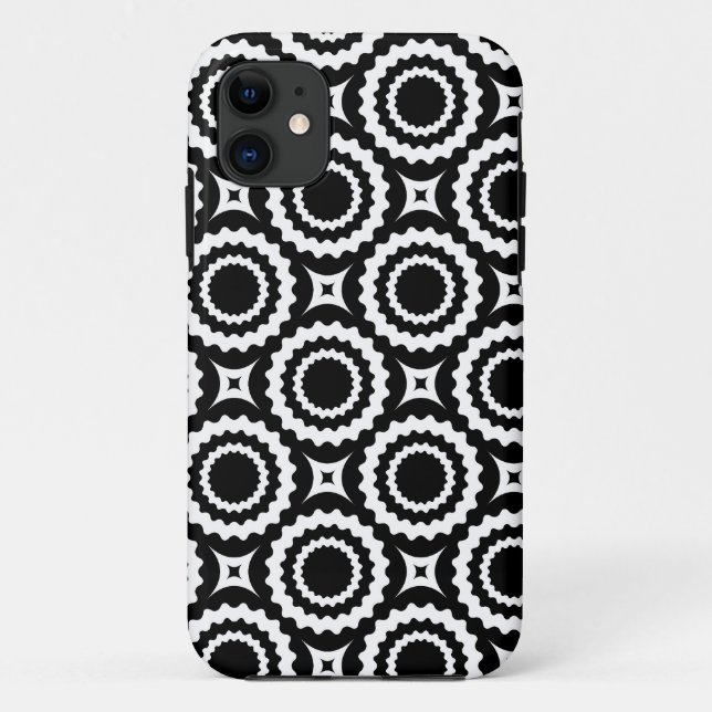 Coques Case-Mate iPhone Cercles de zigzag blanc mignon motif (Dos)