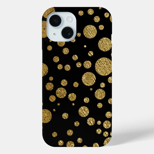Coques Case-Mate iPhone cercles d'or sur noir (Verso)