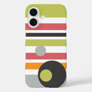 Coques iPhone 16 cercles et rayures audacieux moderne