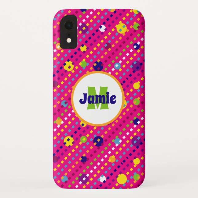 Coques Case-Mate iPhone Cercles funky personnalisés, Motif de tirets (Dos)