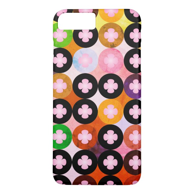 Coques Case-Mate iPhone Cercles multicolores cool et Cloches roses (Dos)