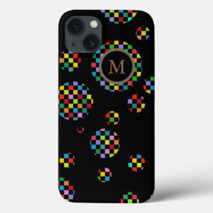 iPhone 13 Case Cercles personnalisés de carrés en noir