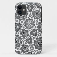 Cercles rétro ornés noir et blanc Motif