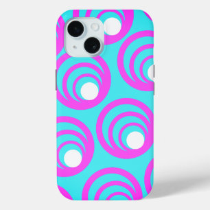 Coque Pour iPhone 15 Cercles roses Cercle intérieur blanc