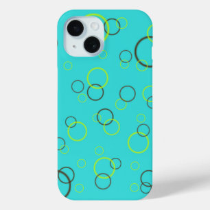 Coque Pour iPhone 15 Cercles simples de chaux et de brun sur Motif turq