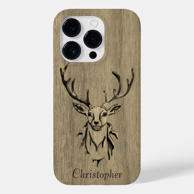 Coques Case-Mate iPhone Cerf - bois gravé - bois (Verso)