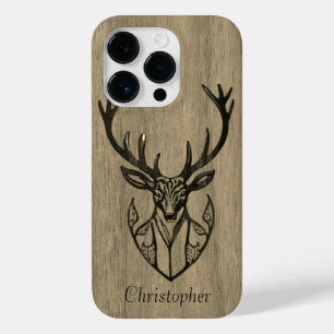 Coque Pour iPhone 14 Pro Cerf - bois gravé - bois