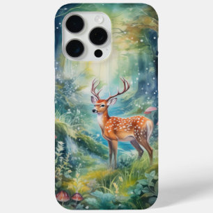 Coque iPhone 15 Pro Max Cerf forestier enchanté - Bois enchanté