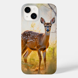 Coque Pour iPhone 14 Cerfs Élégants dans la Forêt Dessin Naturel