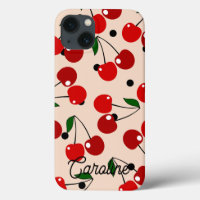 cerise rouge pois rétro vintage personnalisé