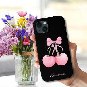 Case-Mate iPhone Case Cerises roses élégantes et modernes avec un nœud r