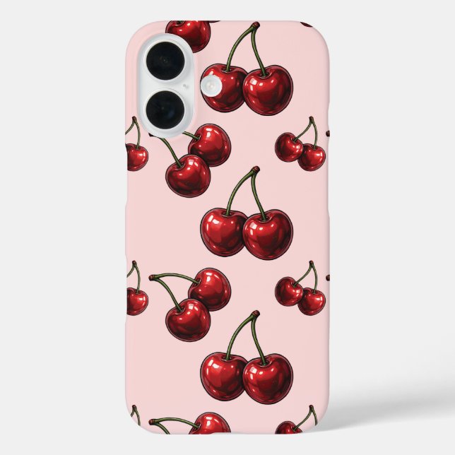 Coques Case-Mate iPhone Cerises Rouges Brillantes Rose Rétro (Verso)