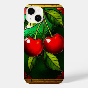 Coque Pour iPhone 14 Cerises rouges vives et feuilles vertes