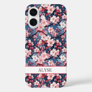 Coques iPhone 16 Cerisiers Fleuris Sakura Japonais Monogrammés