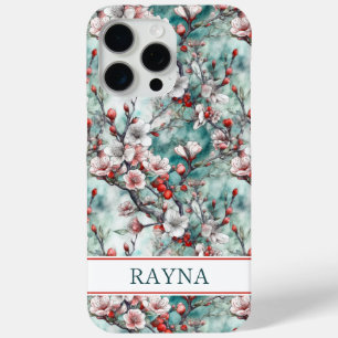 Coque iPhone 15 Pro Max Cerisiers Sakura Imprimé Monogrammé