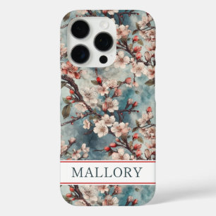 Coques iPhone 16 Pro Cerisiers Teinte Sakura Imprimée Monogrammée
